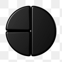 Black pie chart png sticker, business graph, transparent background