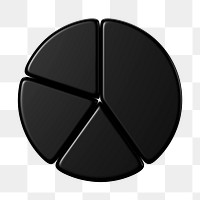 Black pie chart png sticker, business graph, transparent background