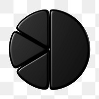 Black pie chart png sticker, business graph, transparent background