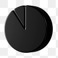 Black pie chart png sticker, business graph, transparent background