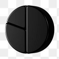 Black pie chart png sticker, business graph, transparent background