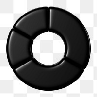 Black circle graph png 3D shape sticker, transparent background