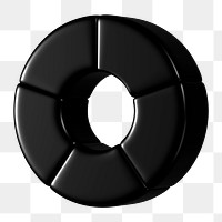 Black circle graph png 3D shape sticker, transparent background