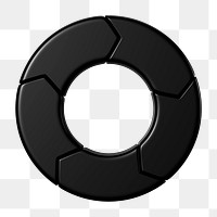 Black circle graph png 3D shape sticker, transparent background