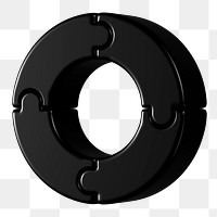 Black circle graph png 3D shape sticker, transparent background