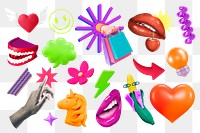 Funky icons png illustration sticker set, transparent background