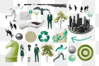 Sustainable business png illustration sticker set, transparent background