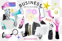 Business png illustration sticker set, transparent background