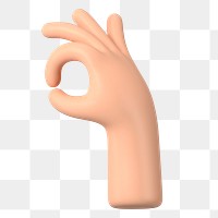 OK hand png sticker, 3D gesture illustration, transparent background