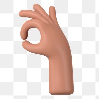 Tanned OK png hand, 3D gesture illustration, transparent background