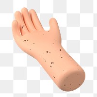 Helping hand gesture png, freckled skin, 3D illustration, transparent background