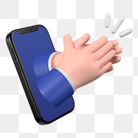 Businessman clapping hands png sticker, 3D smartphone graphic, transparent background