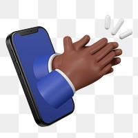 Businessman clapping hands png sticker, 3D smartphone graphic, transparent background