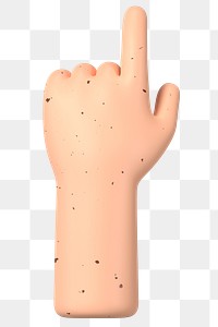 Finger-pointing hand png gesture, freckled skin, 3D illustration, transparent background