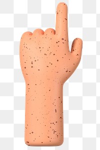 Finger-pointing hand png gesture, freckled skin, 3D illustration, transparent background