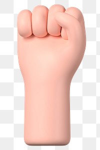 Raised fist hand png sticker, revolution symbol, 3D illustration, transparent background