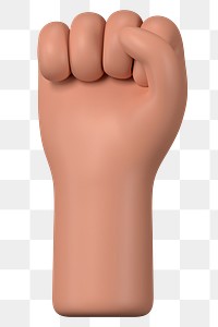 Raised fist png hand, revolution symbol, 3D illustration, transparent background