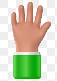 Raised tanned png hand gesture, 3D rendering graphic, transparent background