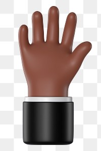 Raised black png hand gesture, 3D rendering graphic, transparent background