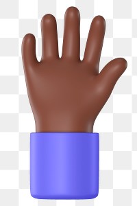 Raised black png hand gesture, 3D rendering graphic, transparent background