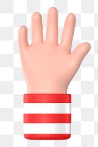 Raised hand png sticker, gesture, 3D illustration, transparent background
