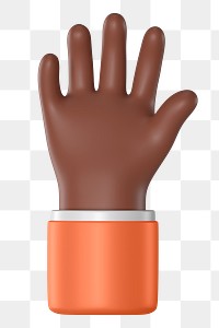 Raised black png hand gesture, 3D rendering graphic, transparent background