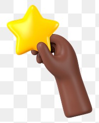 Hand holding star png sticker, 3D illustration, transparent background