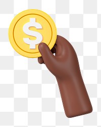 Hand holding coin png sticker, money and finance 3D graphic, transparent background