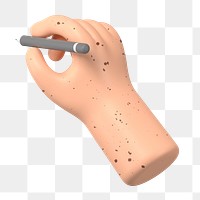 Freckled hand png holding pencil, 3D illustration, transparent background