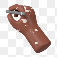 Vitiligo hand png holding pencil, 3D illustration, transparent background