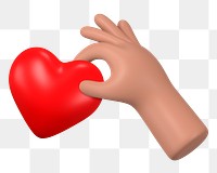 Hand holding heart png sticker, 3D graphic on transparent background