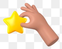 Hand holding star png sticker, 3D illustration, transparent background