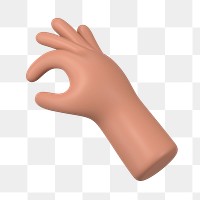 3D hand png picking something up gesture, transparent background