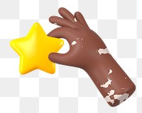 Hand holding star png sticker, 3D illustration, transparent background