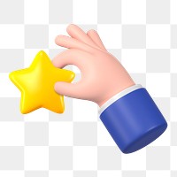 Hand holding star png sticker, 3D illustration, transparent background