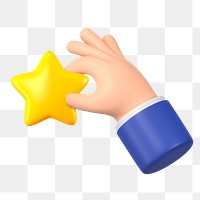 Hand holding star png sticker, 3D illustration, transparent background