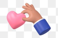 Hand holding heart png sticker, 3D graphic on transparent background