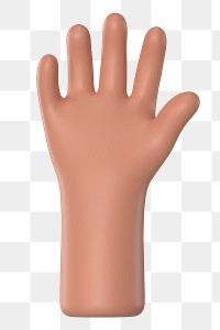 Raised tanned png hand gesture, 3D rendering graphic, transparent background