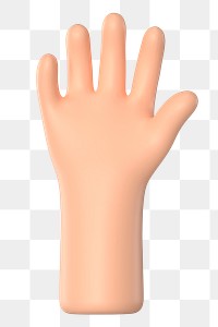 Raised hand gesture png sticker, 3D illustration, transparent background