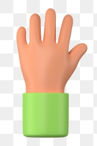 Raised hand gesture png sticker, 3D illustration, transparent background