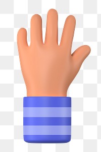 Raised hand gesture png sticker, 3D illustration, transparent background