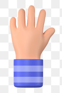 Raised hand gesture png sticker, 3D illustration, transparent background