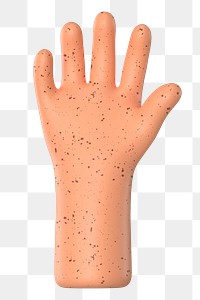 Raised freckled hand png gesture, 3D illustration, transparent background