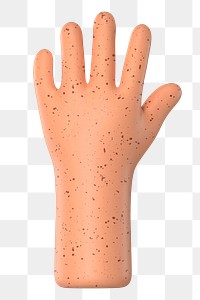 Raised freckled hand png gesture, 3D illustration, transparent background