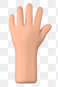 Raised hand gesture png sticker, 3D illustration, transparent background