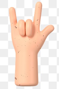 ILY freckled hand png gesture, 3D love illustration, transparent background