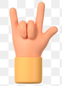 ILY hand sign png sticker, gesture in 3D design, transparent background