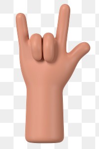 ILY hand png sign, gesture in 3D design, transparent background