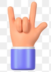 ILY hand sign png sticker, gesture in 3D design, transparent background