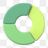 3D pie chart png sticker, green circle shape, transparent background